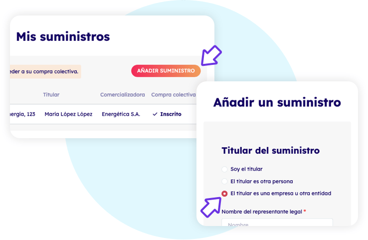 Guía para añadir un suministro de una entidad